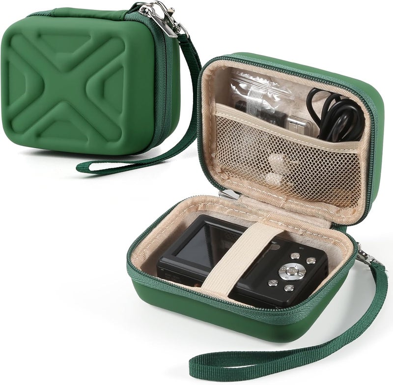 BLK8IGHT Digital Camera Case for AbergBest 21 Mega Pixels 2.7" LCD Rechargeable HD/Kodak Pixpro/Canon PowerShot ELPH 180/190/Sony DSCW800/DSCW830 Cameras, Travel Carrying Protective Case for Camera- Darkgreen - Image 1